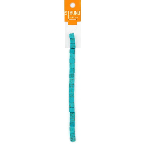 Turquoise Colour Square Stone Strung Beads